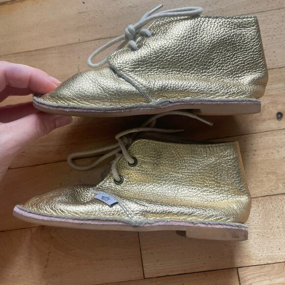Monkey Feet Metallic Gold Leather Lace Up Booties Girls Size 3-4 Year Old‎ - Picture 5 of 9
